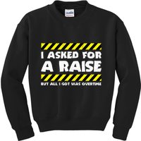Funny Work Meme Working Overtime Funny Factory Worker Kids Sweatshirt