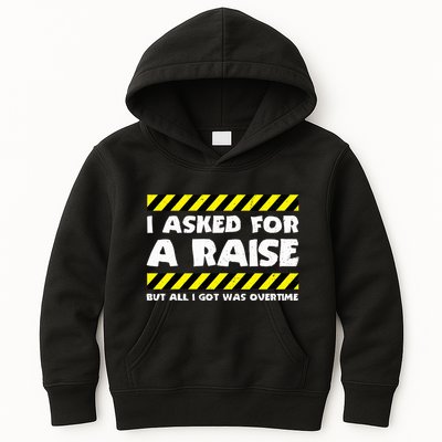 Funny Work Meme Working Overtime Funny Factory Worker Kids Hoodie