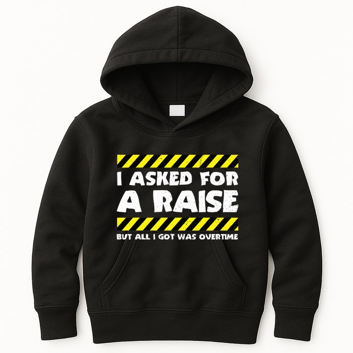 Funny Work Meme Working Overtime Funny Factory Worker Kids Hoodie
