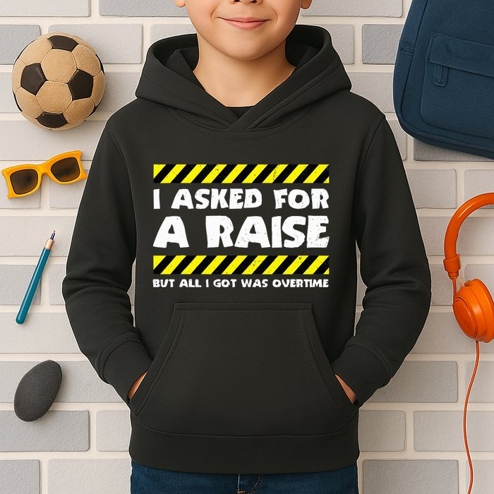 Funny Work Meme Working Overtime Funny Factory Worker Kids Hoodie