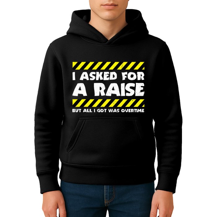 Funny Work Meme Working Overtime Funny Factory Worker Kids Hoodie