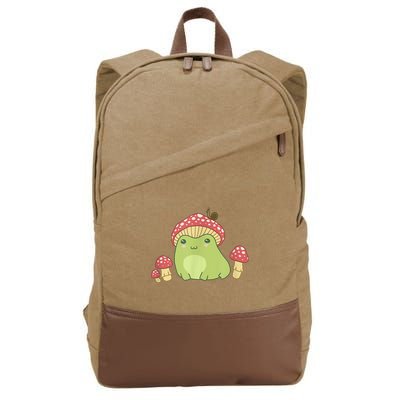 Frog With Mushroom Hat & Snail Cottagecore Aesthetic Cotton Canvas Backpack