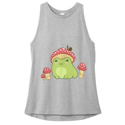Frog With Mushroom Hat & Snail Cottagecore Aesthetic Ladies PosiCharge Tri-Blend Wicking Tank