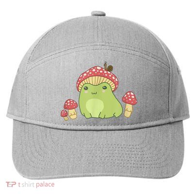 Frog With Mushroom Hat & Snail Cottagecore Aesthetic 7-Panel Snapback Hat