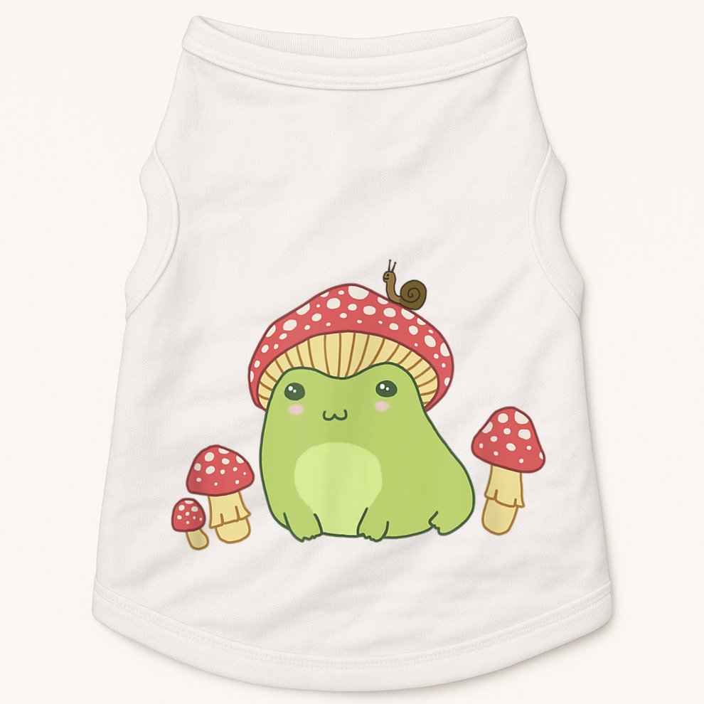 Frog With Mushroom Hat & Snail Cottagecore Aesthetic Doggie Tank