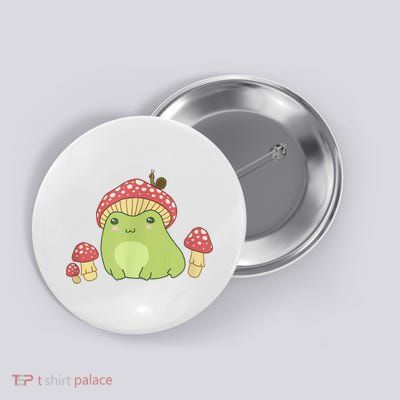 Frog With Mushroom Hat & Snail Cottagecore Aesthetic Button