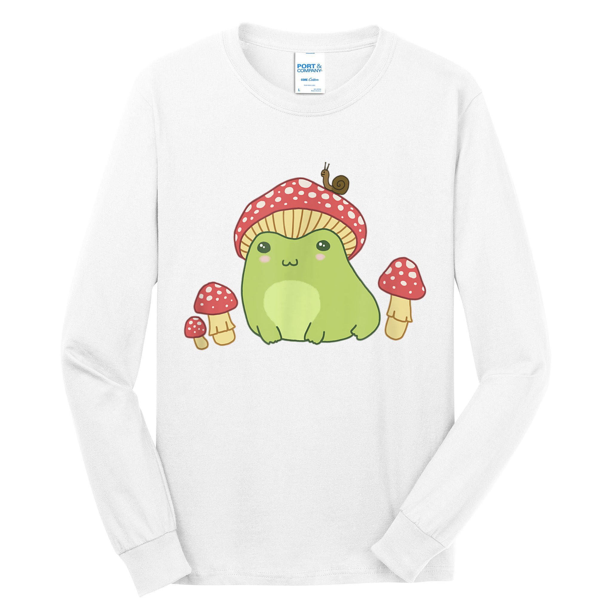 Frog With Mushroom Hat & Snail Cottagecore Aesthetic Tall Long Sleeve T-Shirt