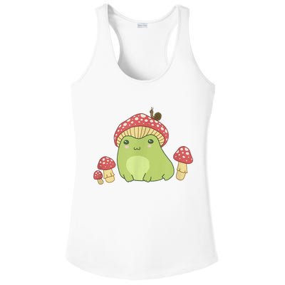 Frog With Mushroom Hat & Snail Cottagecore Aesthetic Ladies PosiCharge Competitor Racerback Tank