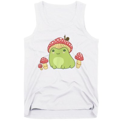 Frog With Mushroom Hat & Snail Cottagecore Aesthetic Tank Top