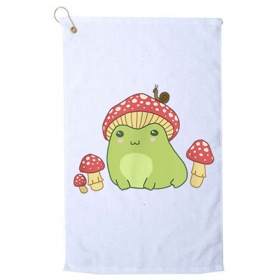 Frog With Mushroom Hat & Snail Cottagecore Aesthetic Golf Towel