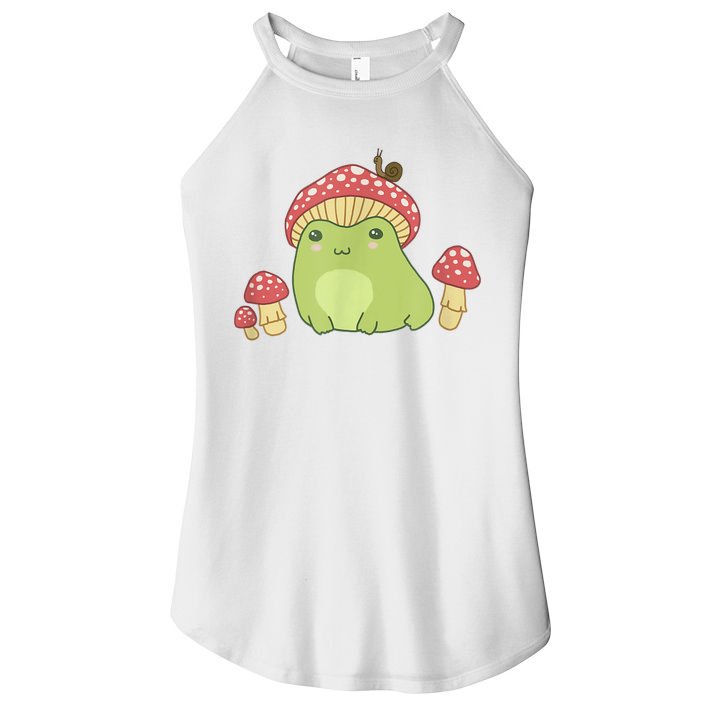 Frog With Mushroom Hat & Snail Cottagecore Aesthetic Women's Perfect Tri Rocker Tank