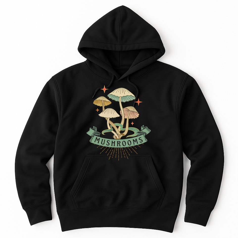 Foraging Wild Mushroom Vintage Fungi Champignon Funny Fungus Shroom Morel Hunter Hoodie
