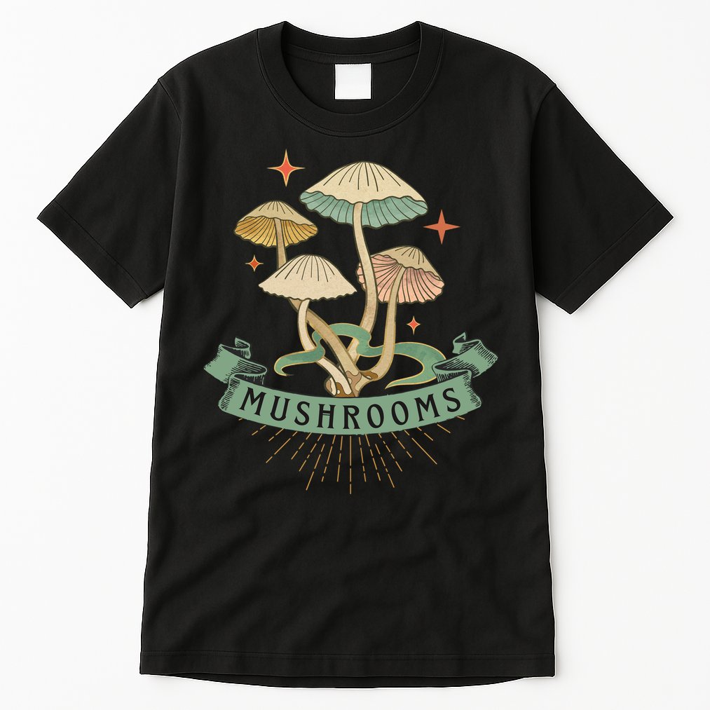 Foraging Wild Mushroom Vintage Fungi Champignon Funny Fungus Shroom Morel Hunter Tall T-Shirt