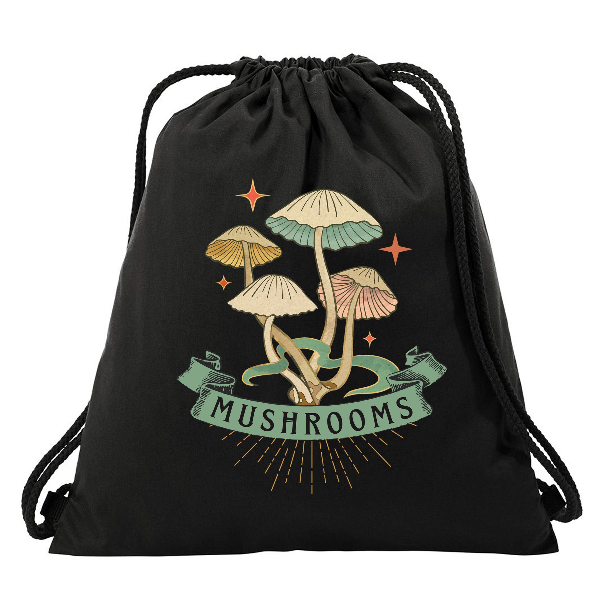 Foraging Wild Mushroom Vintage Fungi Champignon Funny Fungus Shroom Morel Hunter Drawstring Bag