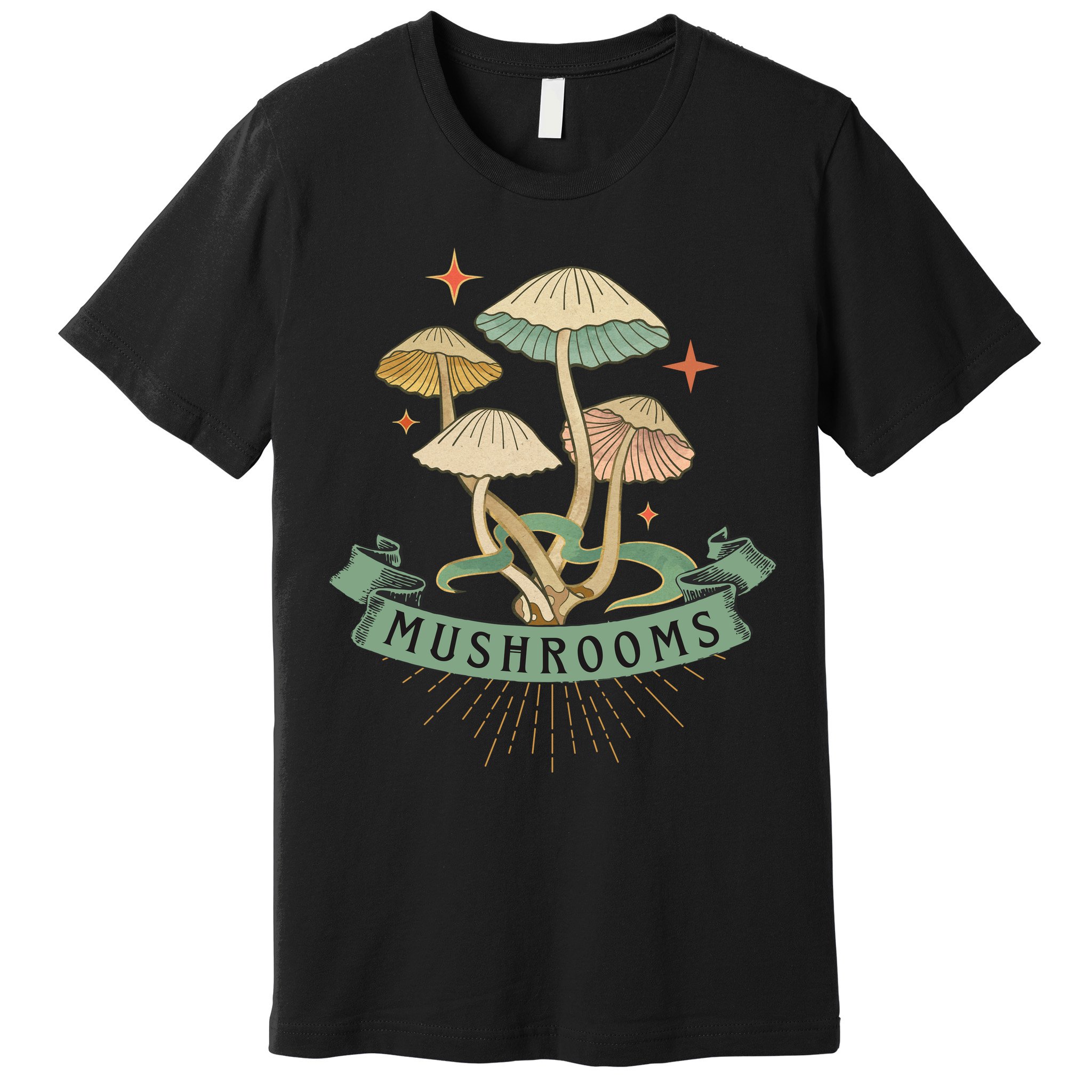 Foraging Wild Mushroom Vintage Fungi Champignon Funny Fungus Shroom Morel Hunter Premium T-Shirt