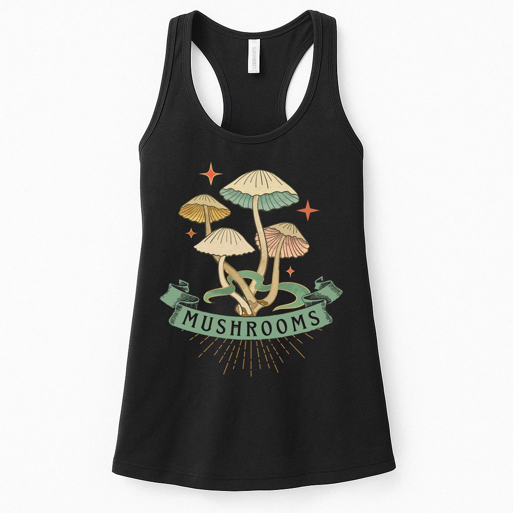 Foraging Wild Mushroom Vintage Fungi Champignon Funny Fungus Shroom Morel Hunter Womens Tank Top