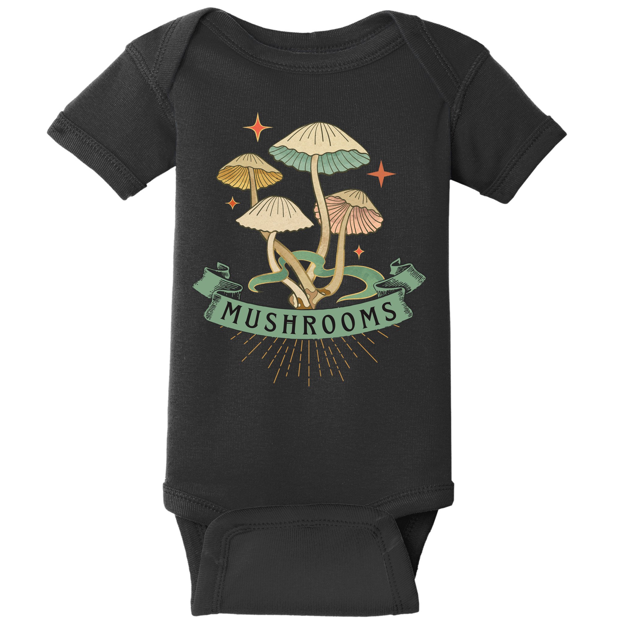 Foraging Wild Mushroom Vintage Fungi Champignon Funny Fungus Shroom Morel Hunter Baby Bodysuit