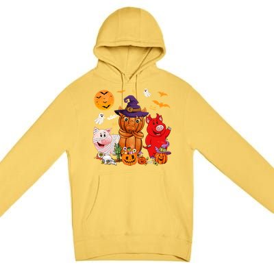 Funny Witch Mummy Pigs Lover Farmer Halloween Costume Day Cool Gift Premium Pullover Hoodie