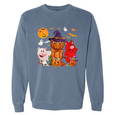 Funny Witch Mummy Pigs Lover Farmer Halloween Costume Day Cool Gift Garment-Dyed Sweatshirt