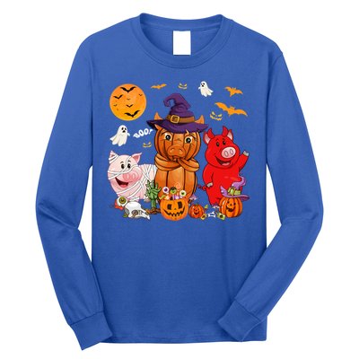 Funny Witch Mummy Pigs Lover Farmer Halloween Costume Day Cool Gift Long Sleeve Shirt