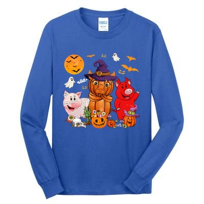 Funny Witch Mummy Pigs Lover Farmer Halloween Costume Day Cool Gift Tall Long Sleeve T-Shirt