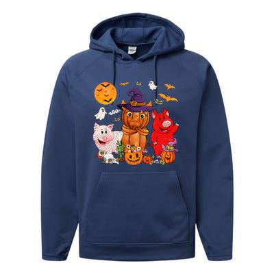 Funny Witch Mummy Pigs Lover Farmer Halloween Costume Day Cool Gift Performance Fleece Hoodie