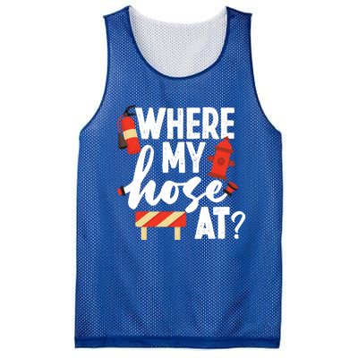 Firefighter Where My Hose At Gift Mesh Reversible Basketball Jersey Tank