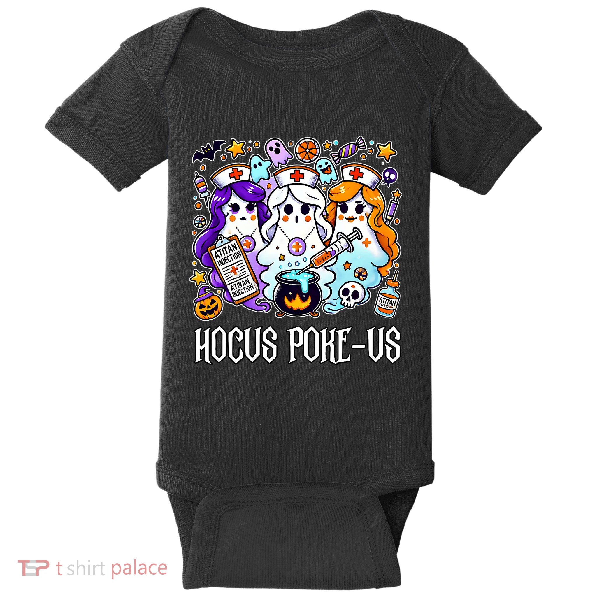 Funny Witches Nurse Spooky Nurse Witch Halloween Nursing Pun Baby Bodysuit