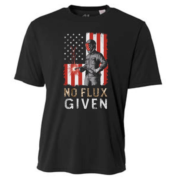 Funny Welding No Flux Given Vintage Welder American Flag Cooling Performance Crew T-Shirt