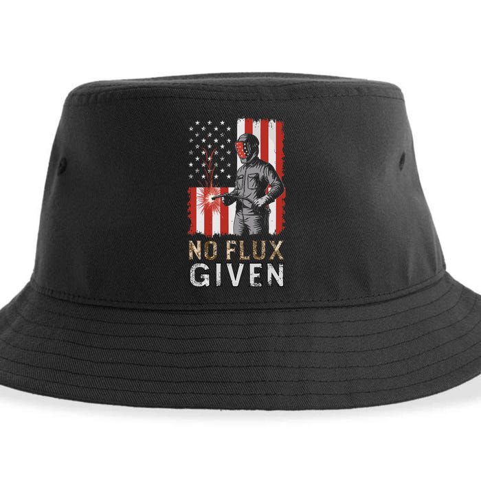 Funny Welding No Flux Given Vintage Welder American Flag Sustainable Bucket Hat