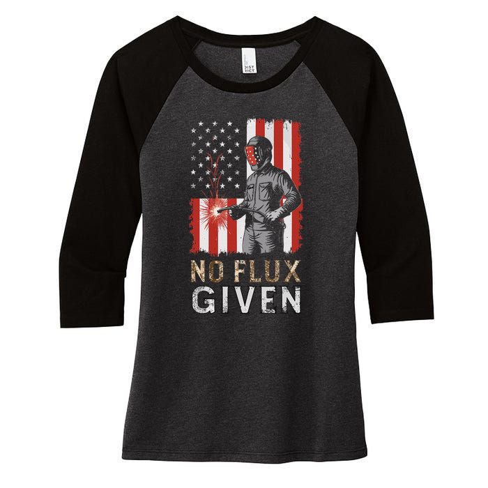 Funny Welding No Flux Given Vintage Welder American Flag Women's Tri-Blend 3/4-Sleeve Raglan Shirt