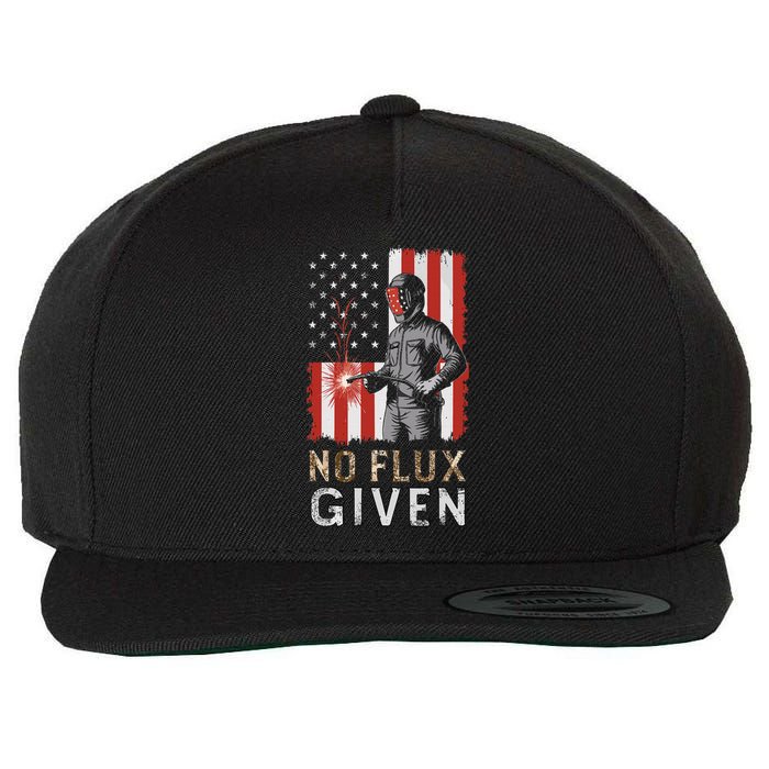 Funny Welding No Flux Given Vintage Welder American Flag Wool Snapback Cap