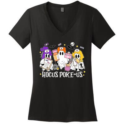 Funny Witches Nurse Spooky Nurse Costume Halloween Nursing Women's V-Neck T-Shirt