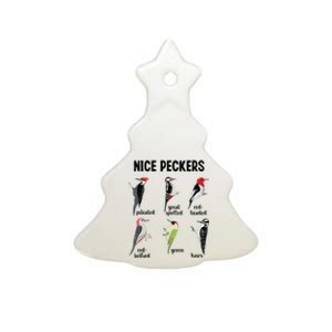 Funny Woodpecker Nice Peckers Bird Watching Ceramic Tree Ornament