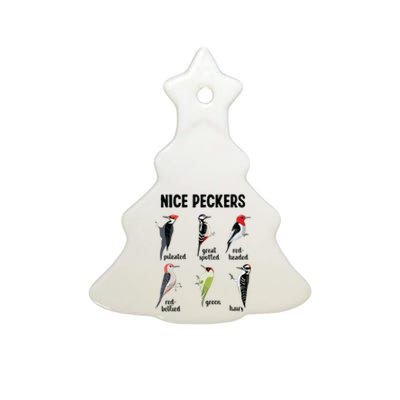 Funny Woodpecker Nice Peckers Bird Watching Ceramic Tree Ornament