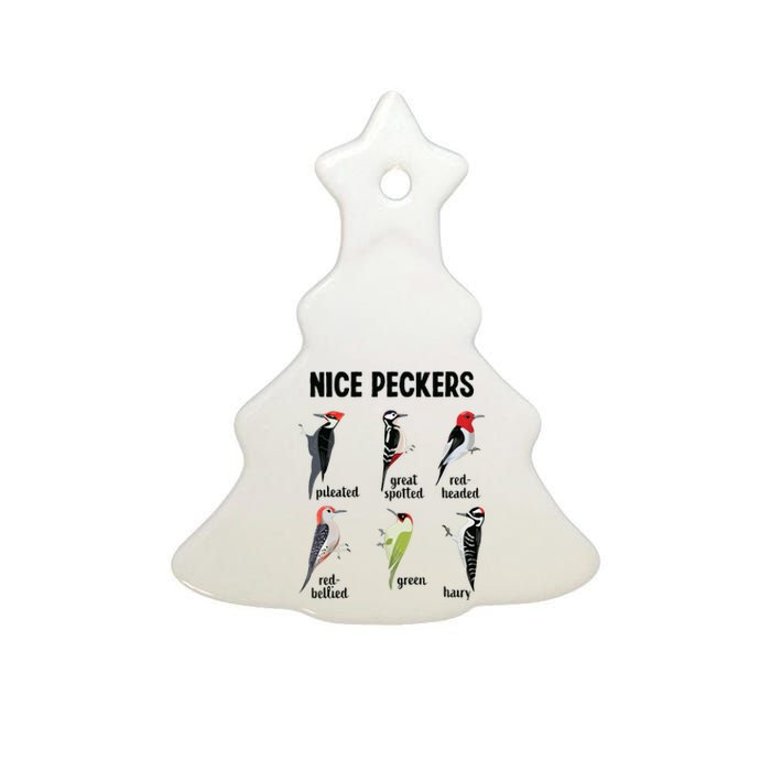 Funny Woodpecker Nice Peckers Bird Watching Ceramic Tree Ornament