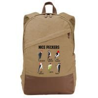 Funny Woodpecker Nice Peckers Bird Watching Cotton Canvas Backpack