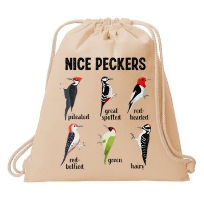 Funny Woodpecker Nice Peckers Bird Watching Drawstring Bag