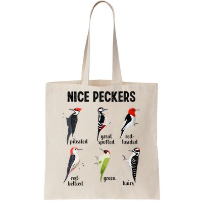 Funny Woodpecker Nice Peckers Bird Watching Tote Bag