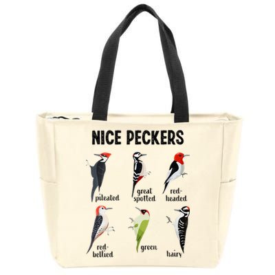 Funny Woodpecker Nice Peckers Bird Watching Zip Tote Bag