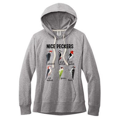 Funny Woodpecker Nice Peckers Bird Watching Women's Fleece Hoodie