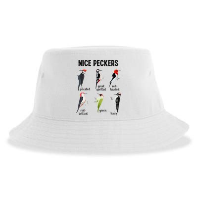 Funny Woodpecker Nice Peckers Bird Watching Sustainable Bucket Hat