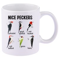 Funny Woodpecker Nice Peckers Bird Watching 11oz C Handle Ceramic Mug