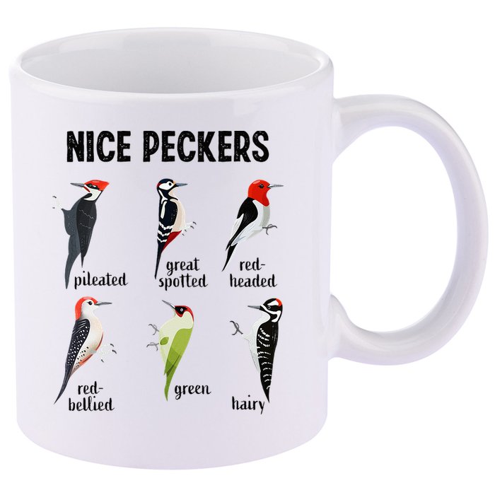 Funny Woodpecker Nice Peckers Bird Watching 11oz C Handle Ceramic Mug