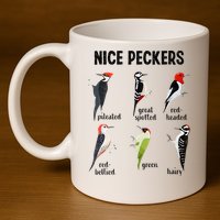 Funny Woodpecker Nice Peckers Bird Watching 11oz C Handle Ceramic Mug