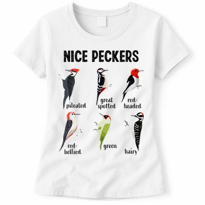 Funny Woodpecker Nice Peckers Bird Watching Womens T-Shirt