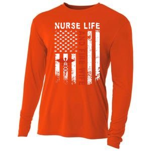 Fire Wife Nurse Life Firefighter Wife Nurse Gift Cooling Performance Long Sleeve Crew