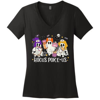 Funny Witches Nurse Spooky Nurse Costume Halloween Nursing Gift Women's V-Neck T-Shirt