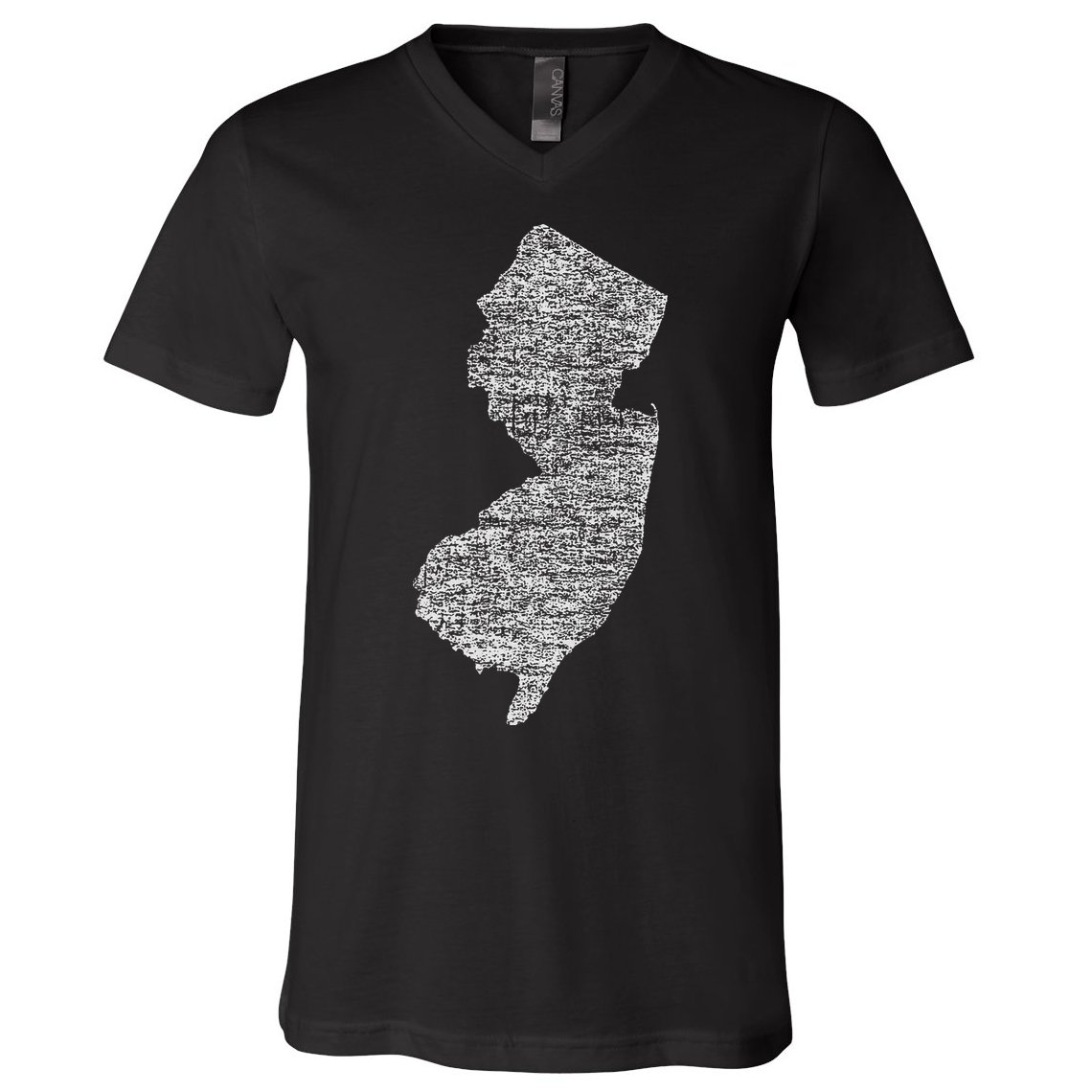 Faded White New Jersey State V-Neck T-Shirt