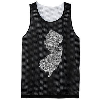 Faded White New Jersey State Mesh Reversible Basketball Jersey Tank